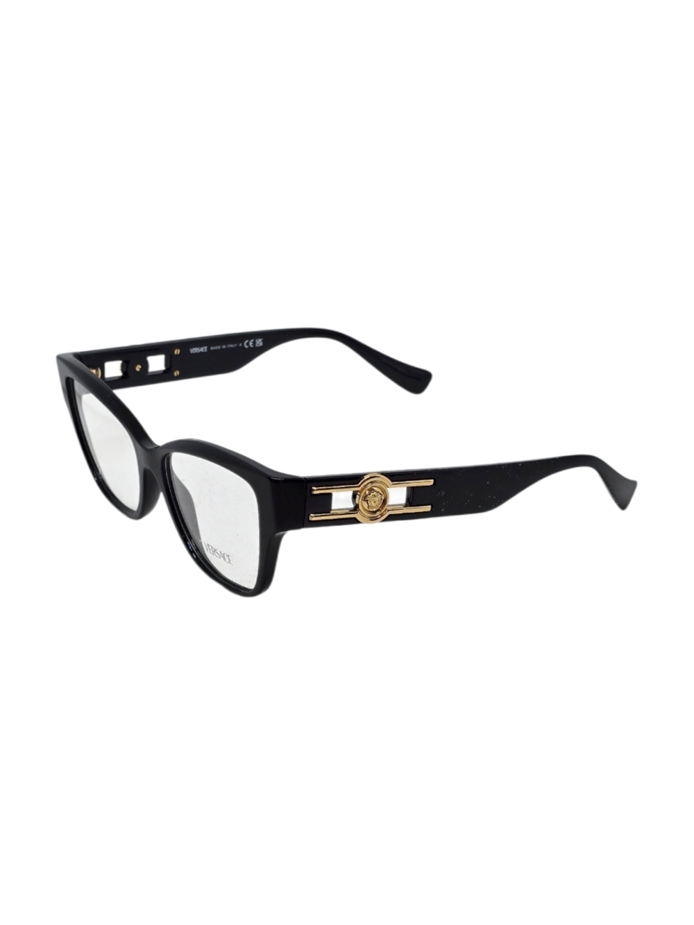 Versace Black Acetate Cat-Eye Glasses with Gold Medallion Temples - Picture 3 of 5